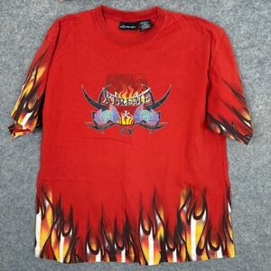 Vintage Insane Xtreme Flame Shirt Mens XL 90s Y2k Grunge Rock Punk Skater Goth